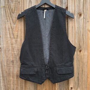 Free People Black Denim Vest
